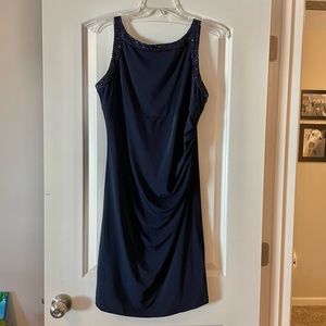 Mario Serrani Navy Blue sequin cocktail holiday party dress. Size 8. NWOT